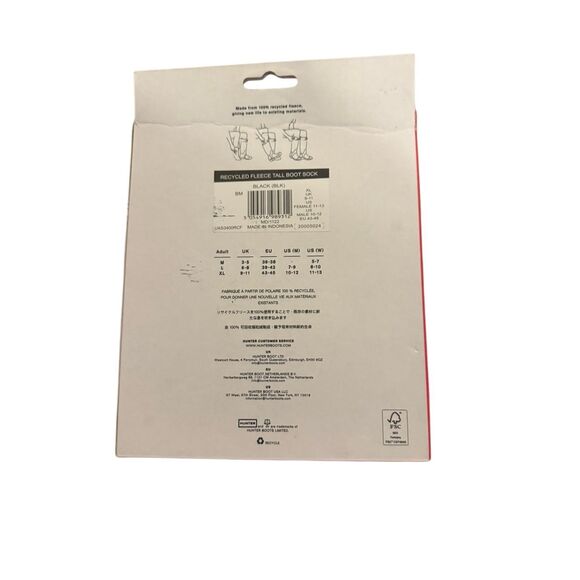 🟢Brand New Hunter Recycled Fleece Tall Boot Sock Black XL - Picture 4 of 4